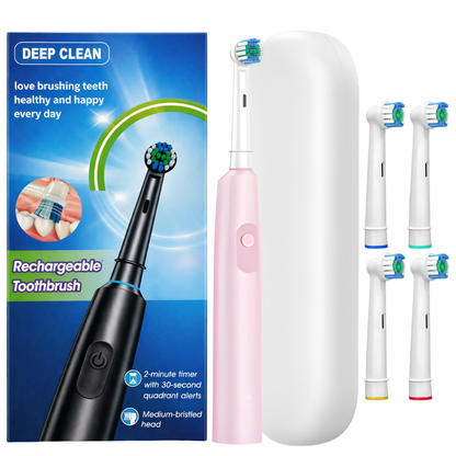 Elektrická zubná kefka Deep Clean ružová + 4 hlavice